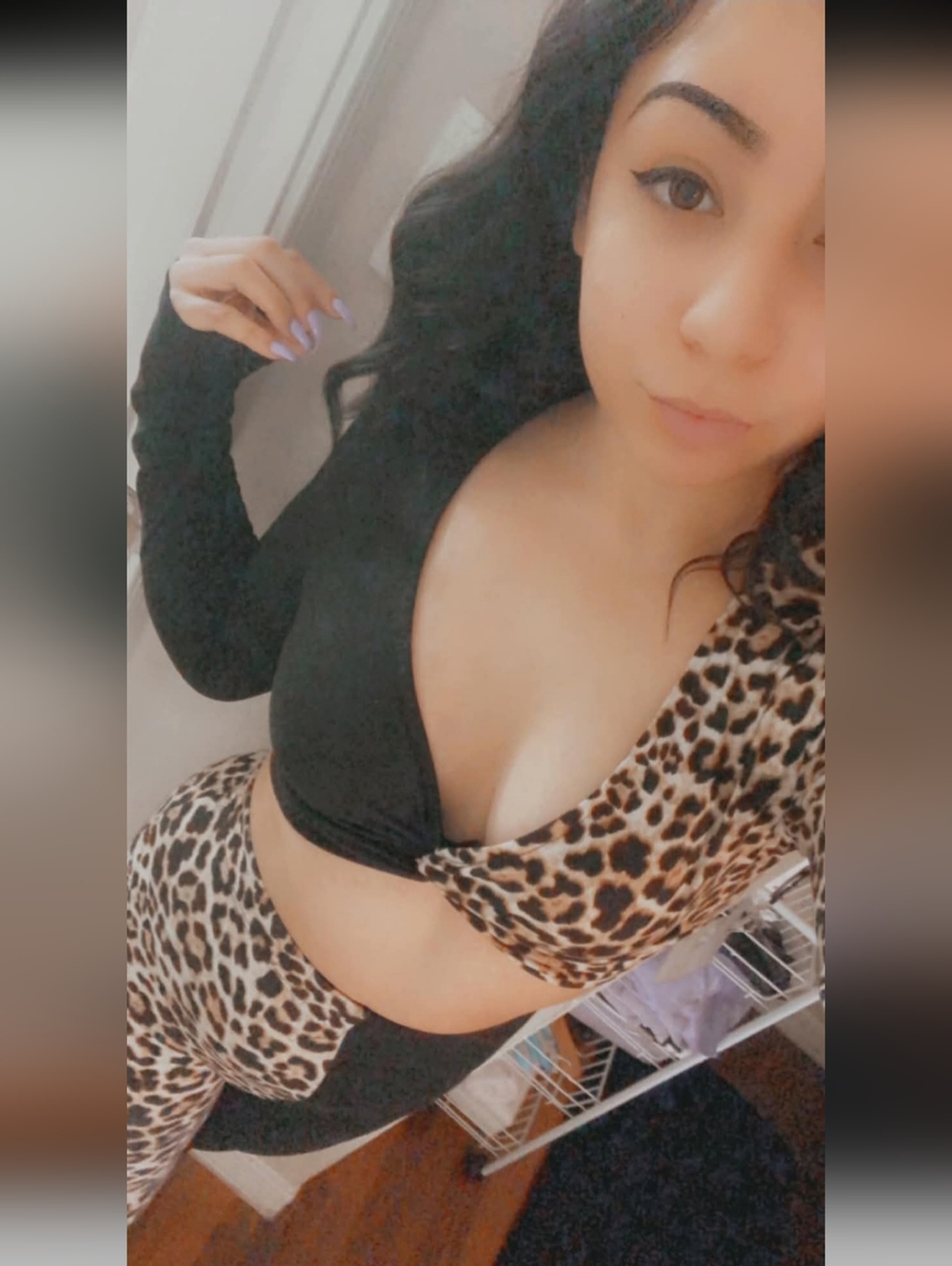 Fashion Nova Leopard Print and Black Wrap Top
